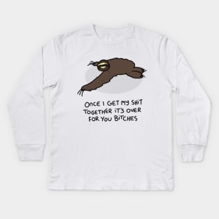 Grumpy Sloth Kids Long Sleeve T-Shirt